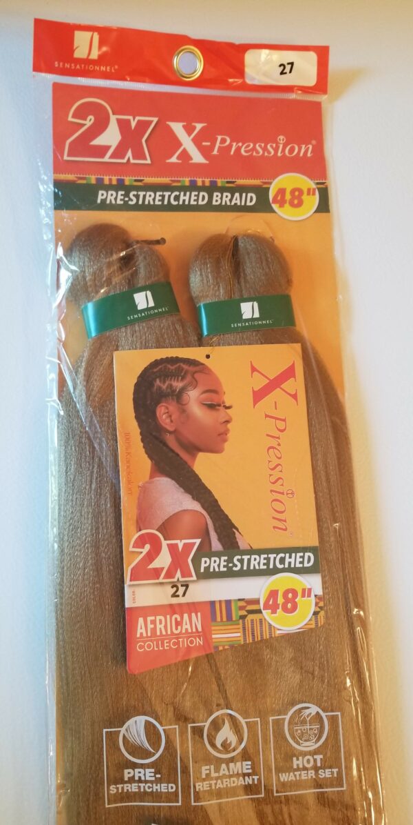 Color 27 - X-pression Xpression Expression 48" Sensationnel Braiding hair 2X Pre-Stretched - Image 2