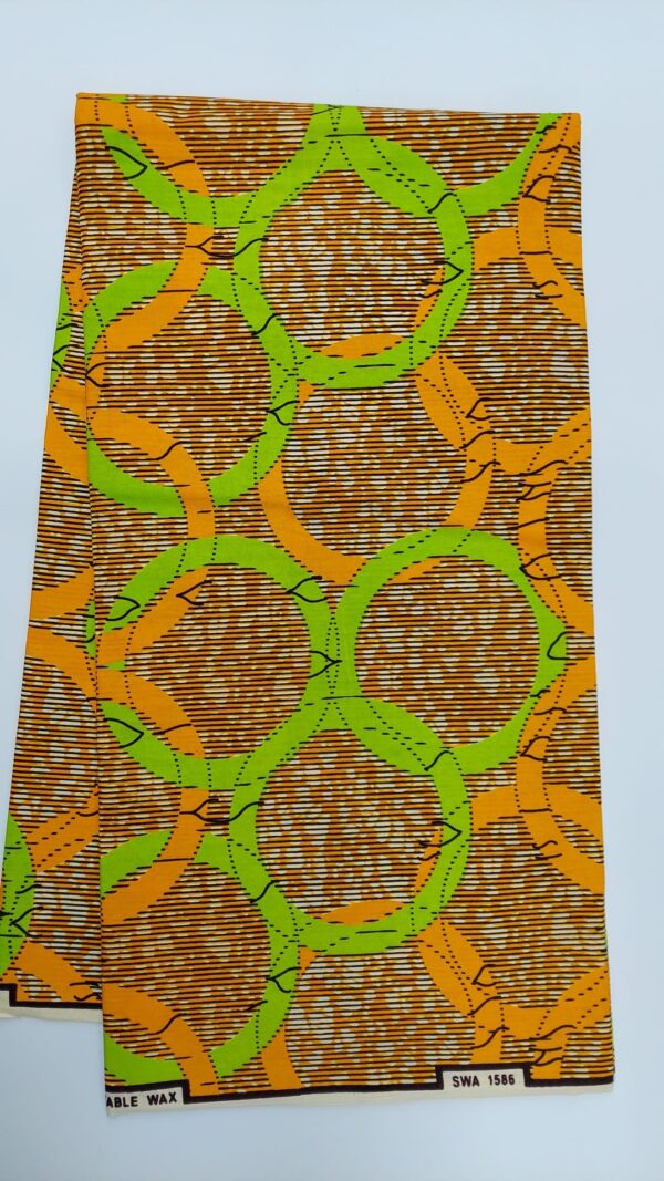 African Print Fabric/Ankara Prints 100% Wax Cotton-Orange/Green/Brown- 6 Yards