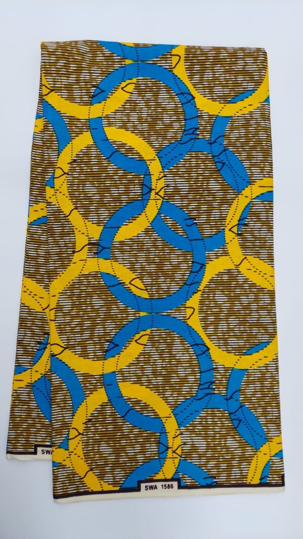 African Print Fabric/Ankara Prints 100% Wax Cotton-Yellow/Blue- 6 Yards