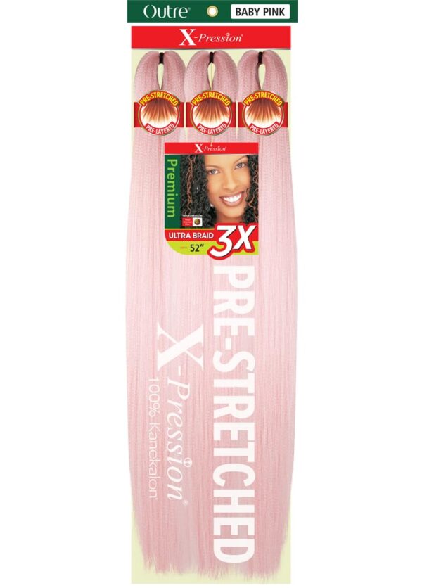 Color BABY PINK - X-pression Xpression Expression - Outre X-Pression Braid - Pre Stretched Braid 52" 3X